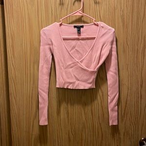 Pink long sleeve crop top